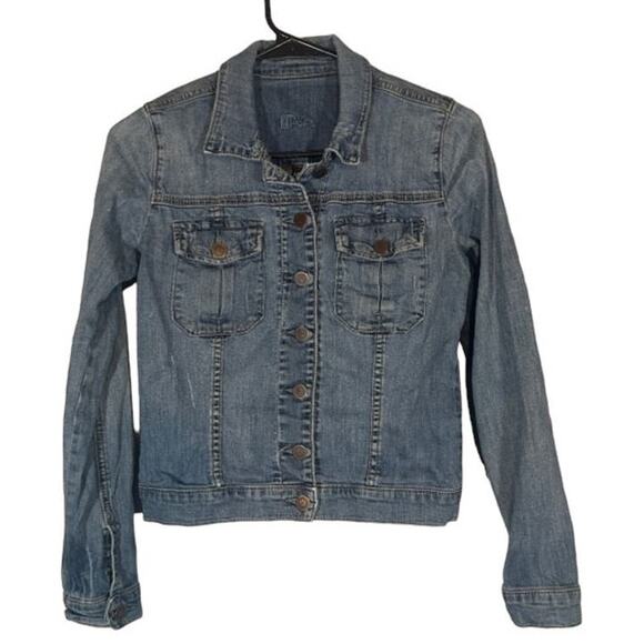 Kut From the Kloth Blue Cotton Blend Button Down Denim Jean Jacket Women Sz XS - Picture 1 of 12